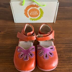 Livie & Luca Orange and Purple Girls Mary Jane Shoes